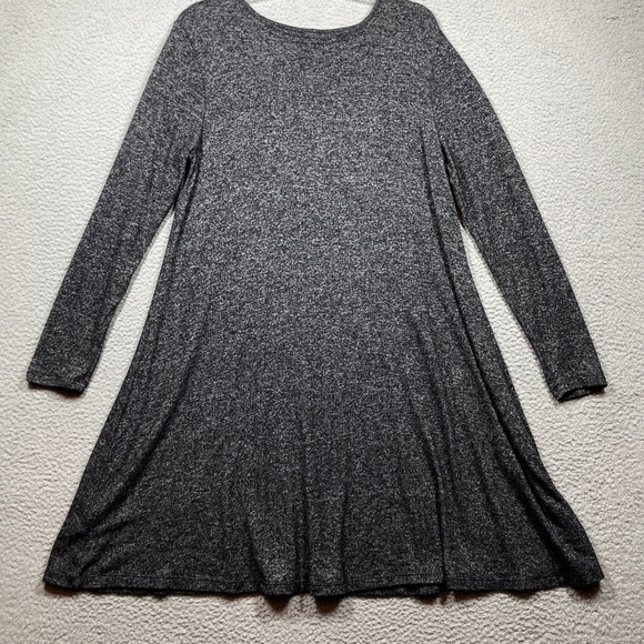 Old Navy Dresses & Skirts - Old Navy LS Knit Swing Dress Womens M Charcoal Heath Long Sleeve Scoop Neck 9233